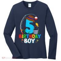 5th Birthday Boy Fishing Fish Bday Party Decorations Women's Long Sleeve Shirt thumb 0
