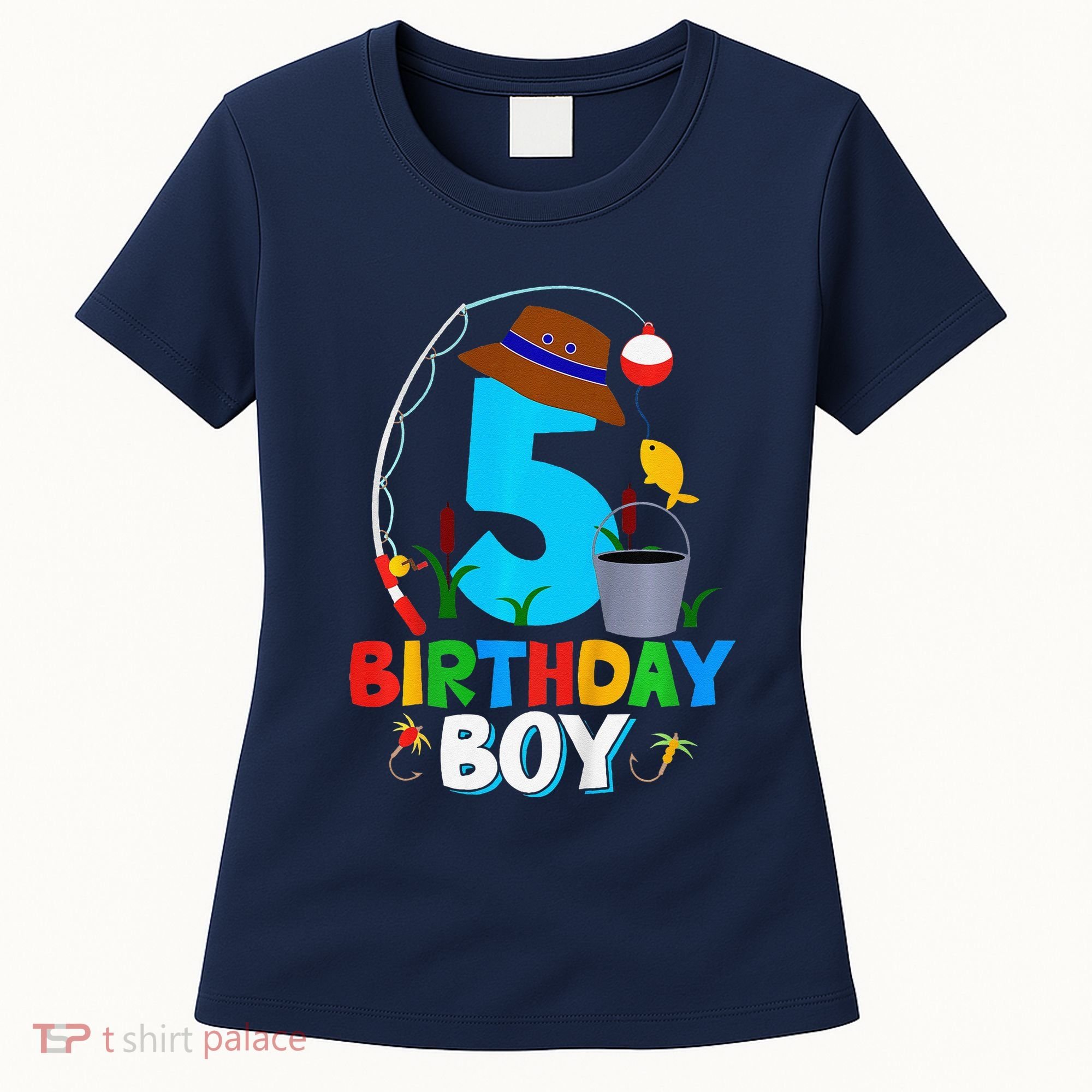 5th Birthday Boy Fishing Fish Bday Party Decorations Women's T-Shirt