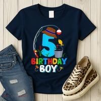 5th Birthday Boy Fishing Fish Bday Party Decorations Women's T-Shirt thumb 3