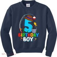 5th Birthday Boy Fishing Fish Bday Party Decorations Kids Sweatshirt thumb 0