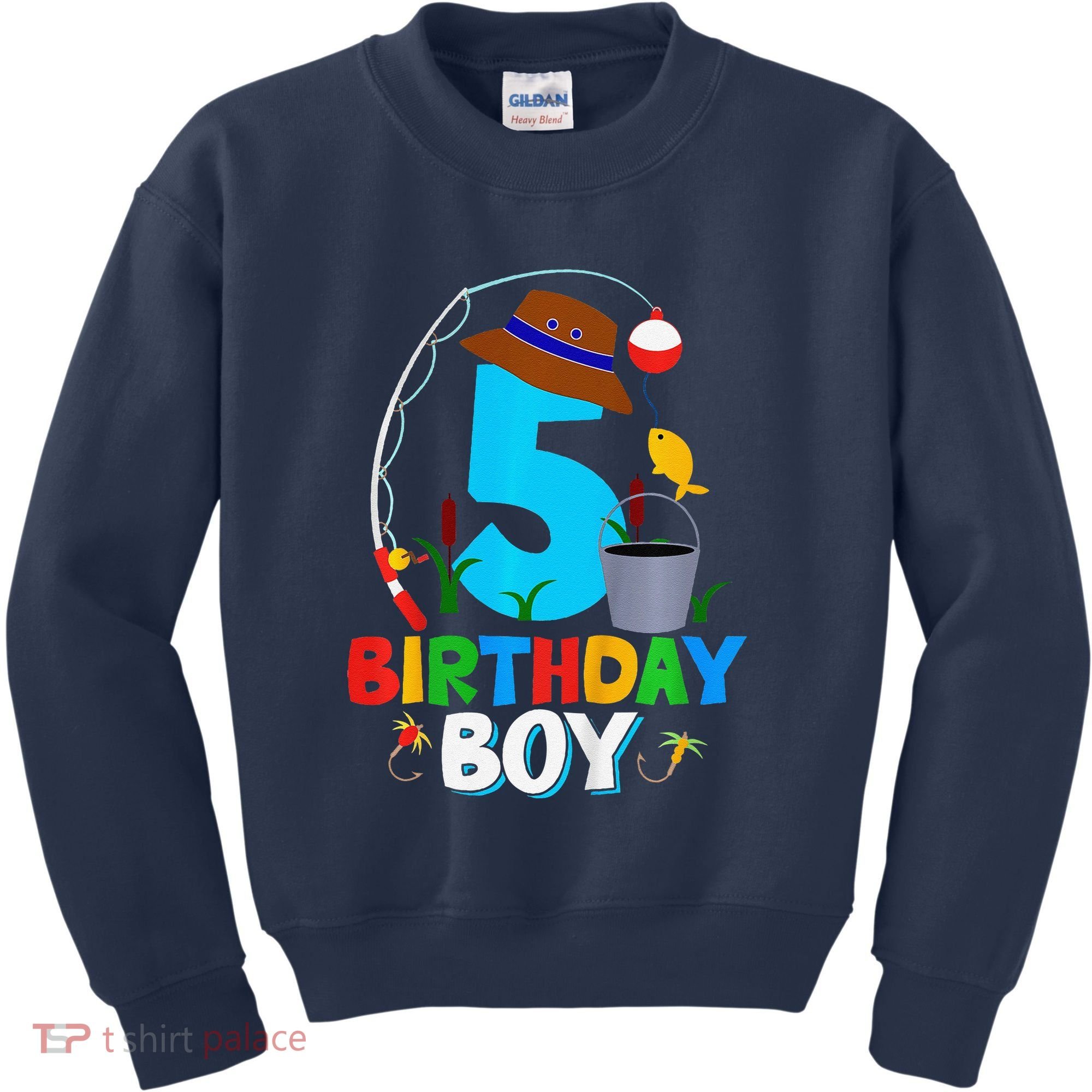 5th Birthday Boy Fishing Fish Bday Party Decorations Kids Sweatshirt