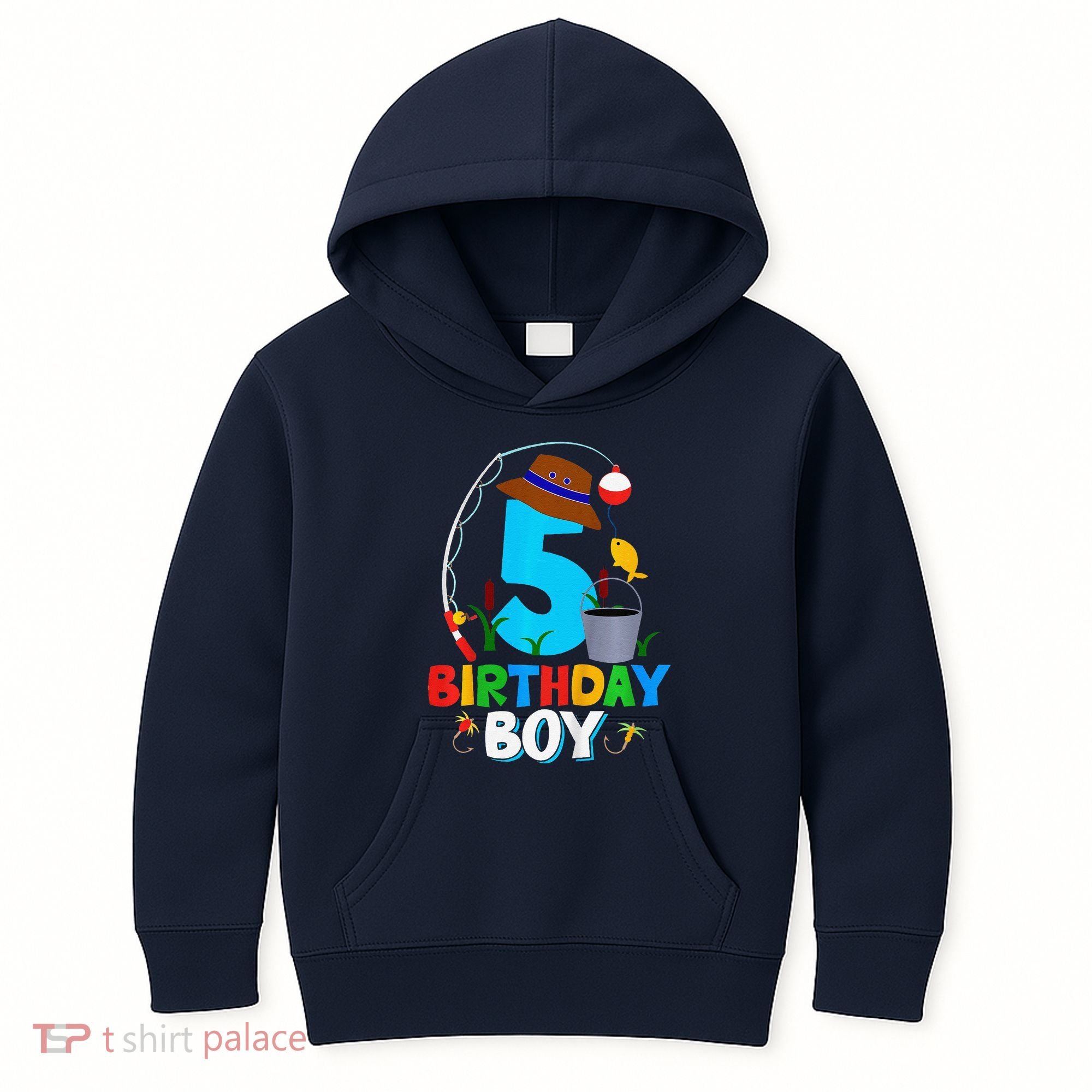 5th Birthday Boy Fishing Fish Bday Party Decorations Kids Hoodie