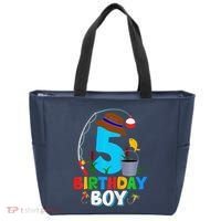 5th Birthday Boy Fishing Fish Bday Party Decorations Tote Bag thumb 0