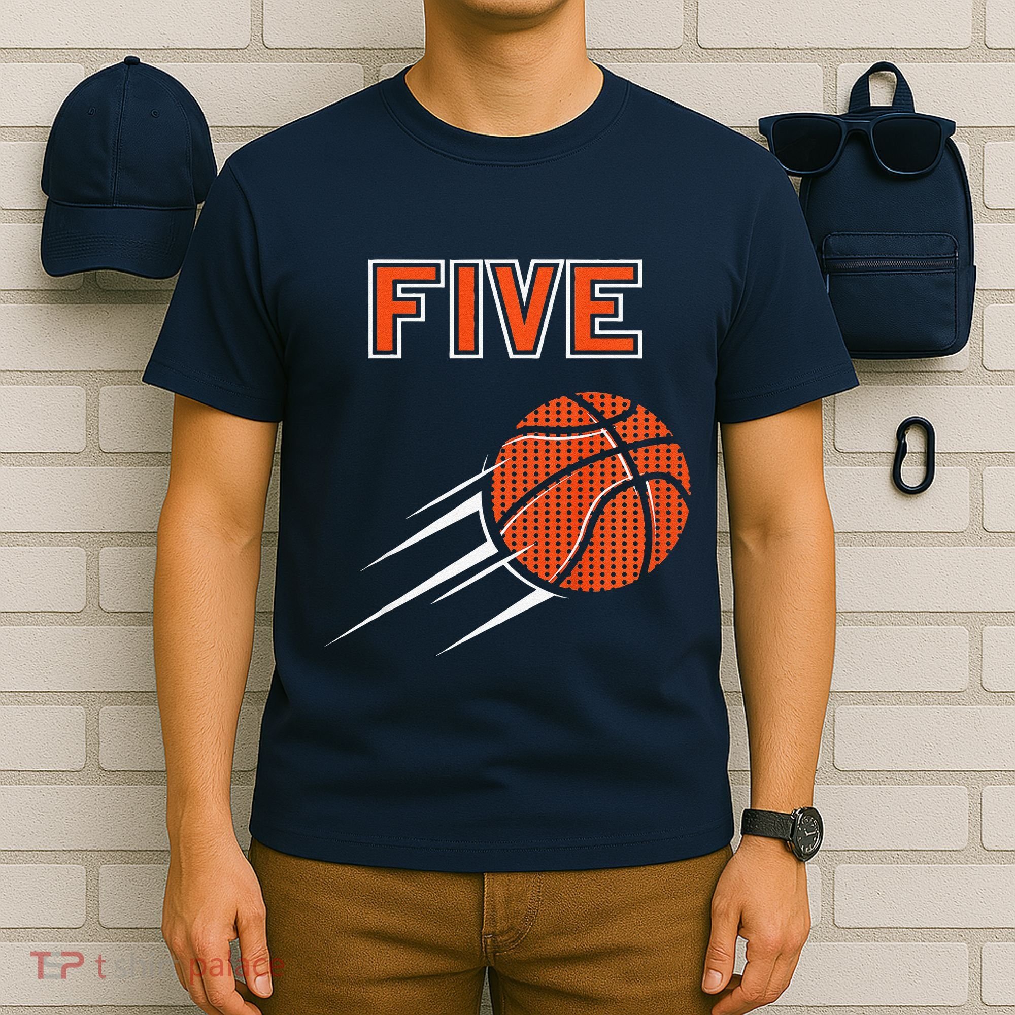 5th Birthday Basketball Party Jersey 5 Years Old T-Shirt