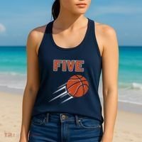5th Birthday Basketball Party Jersey 5 Years Old Women's Tank Top thumb 2