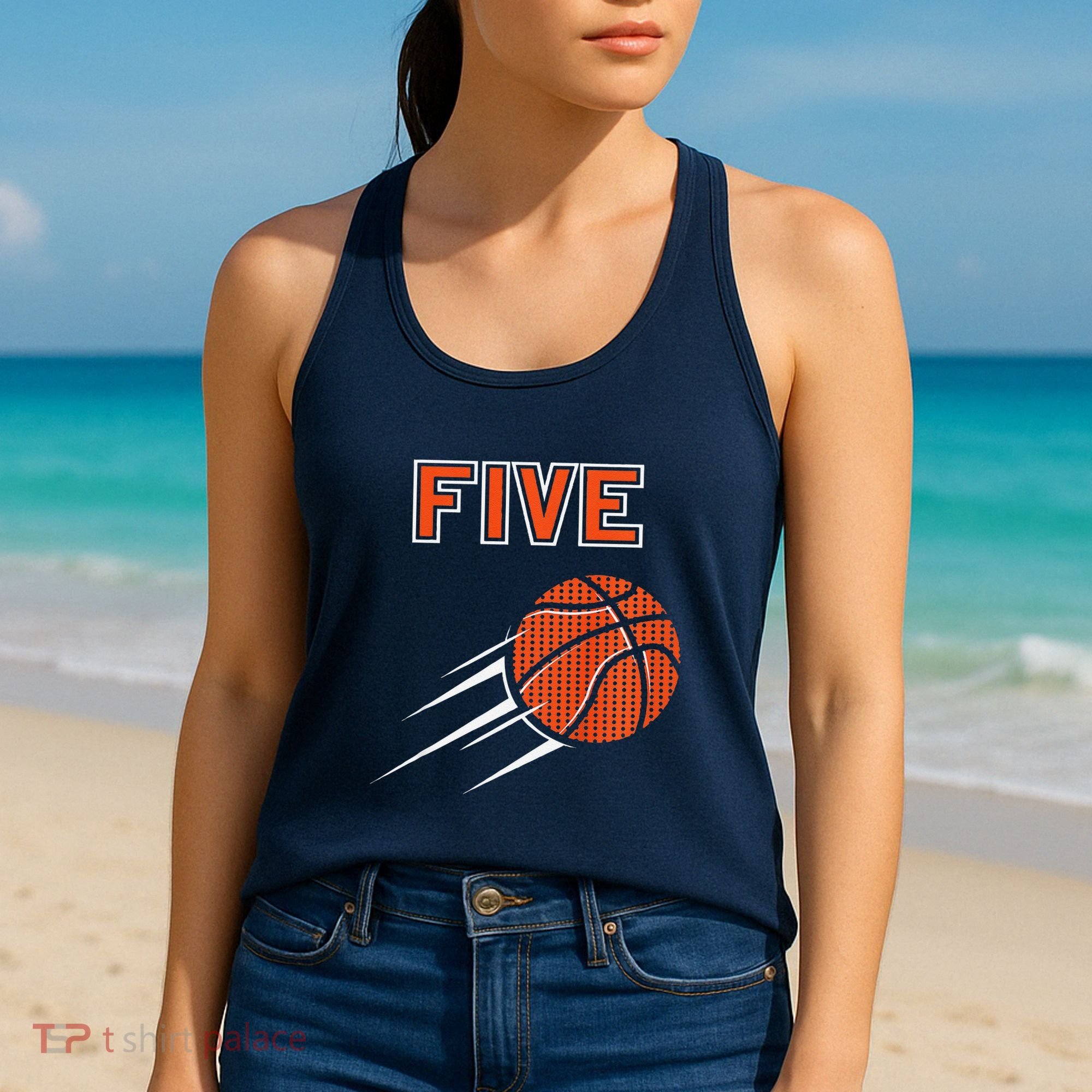 5th Birthday Basketball Party Jersey 5 Years Old Women's Tank Top