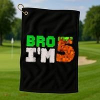 5th Birthday Boy Bro I’m 5 Year Old Gamer Pixel Number Golf Towel thumb 1