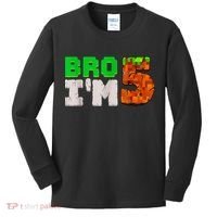 5th Birthday Boy Bro I’m 5 Year Old Gamer Pixel Number Kids Long Sleeve Shirt thumb 0