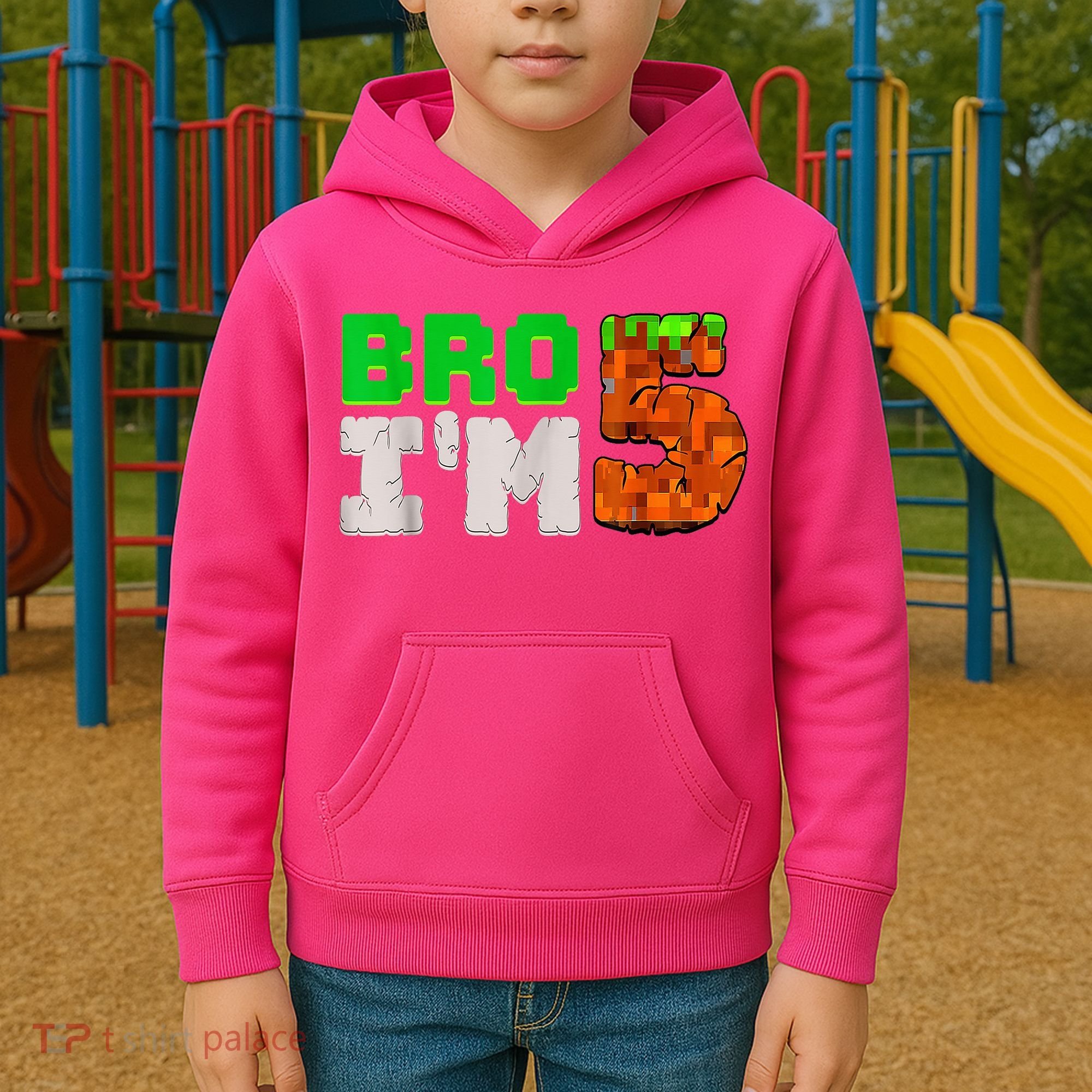 5th Birthday Boy Bro I’m 5 Year Old Gamer Pixel Number Kids Hoodie