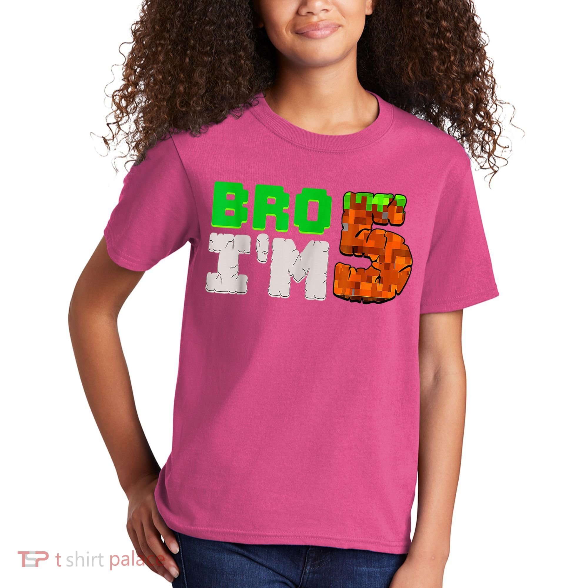 5th Birthday Boy Bro I’m 5 Year Old Gamer Pixel Number Kids T-Shirt