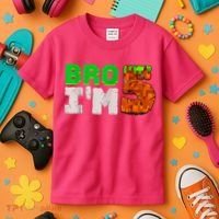 5th Birthday Boy Bro I’m 5 Year Old Gamer Pixel Number Kids T-Shirt thumb 3