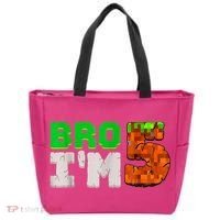 5th Birthday Boy Bro I’m 5 Year Old Gamer Pixel Number Tote Bag thumb 0
