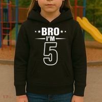 5th Birthday Boy Bro I’m 5 Year Old Fifth Birthday Party Kids Hoodie thumb 3