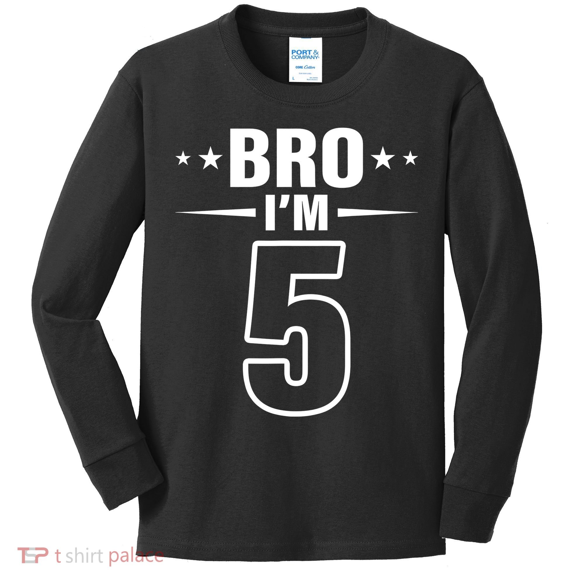 5th Birthday Boy Bro I’m 5 Year Old Fifth Birthday Party Kids Long Sleeve Shirt
