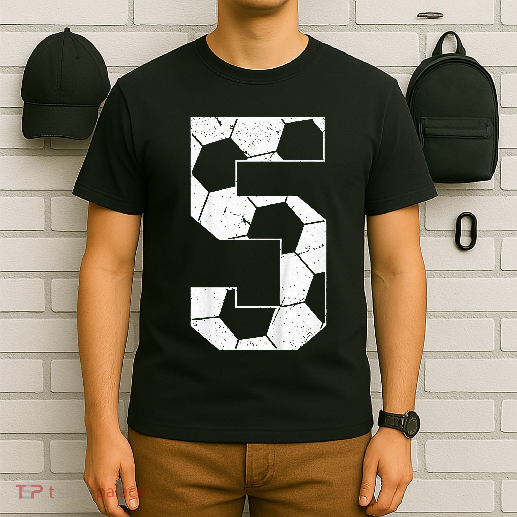 5th Birthday Boy Soccer Player Football 5 Years Old T-Shirt