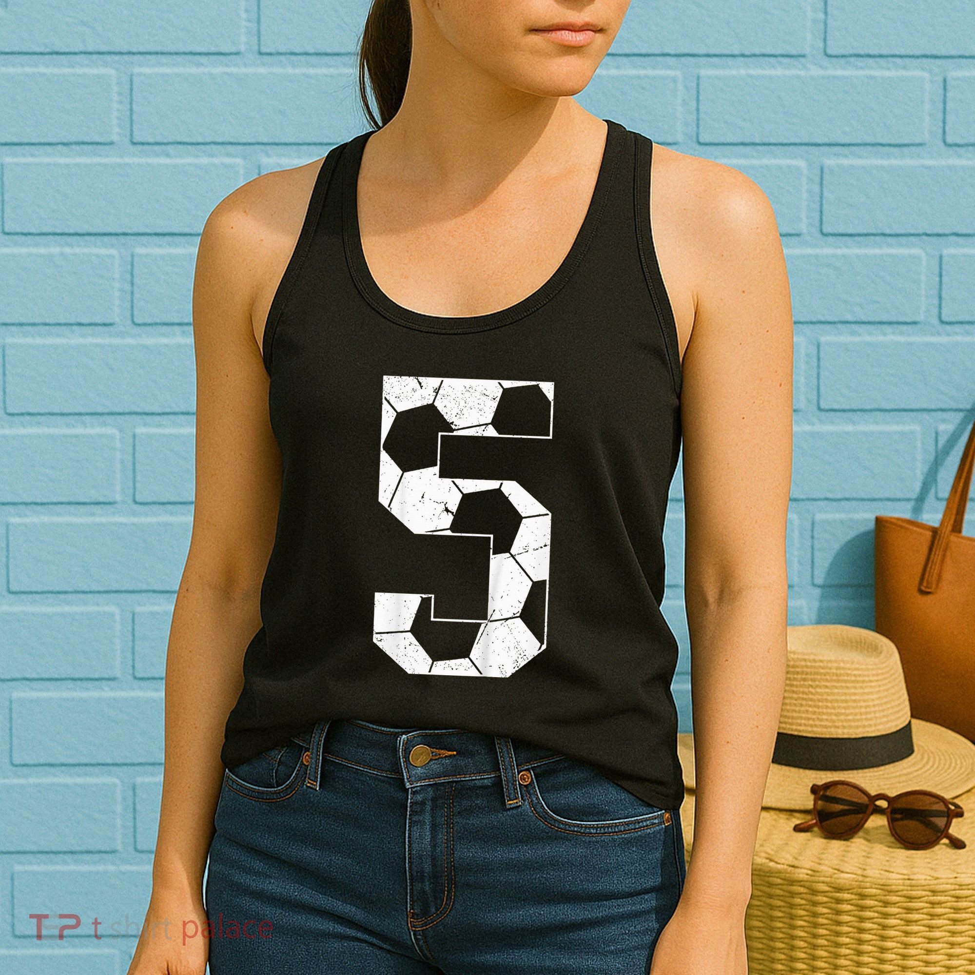 5th Birthday Boy Soccer Player Football 5 Years Old Women's Tank Top