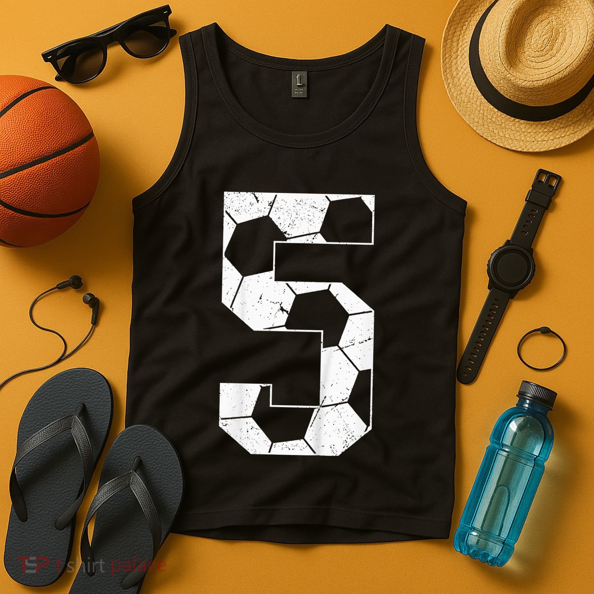 5th Birthday Boy Soccer Player Football 5 Years Old Tank Top