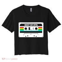 50th Birthday Best Of 1976 Cassette Mix Tape  Women's Crop Top Tee thumb 0