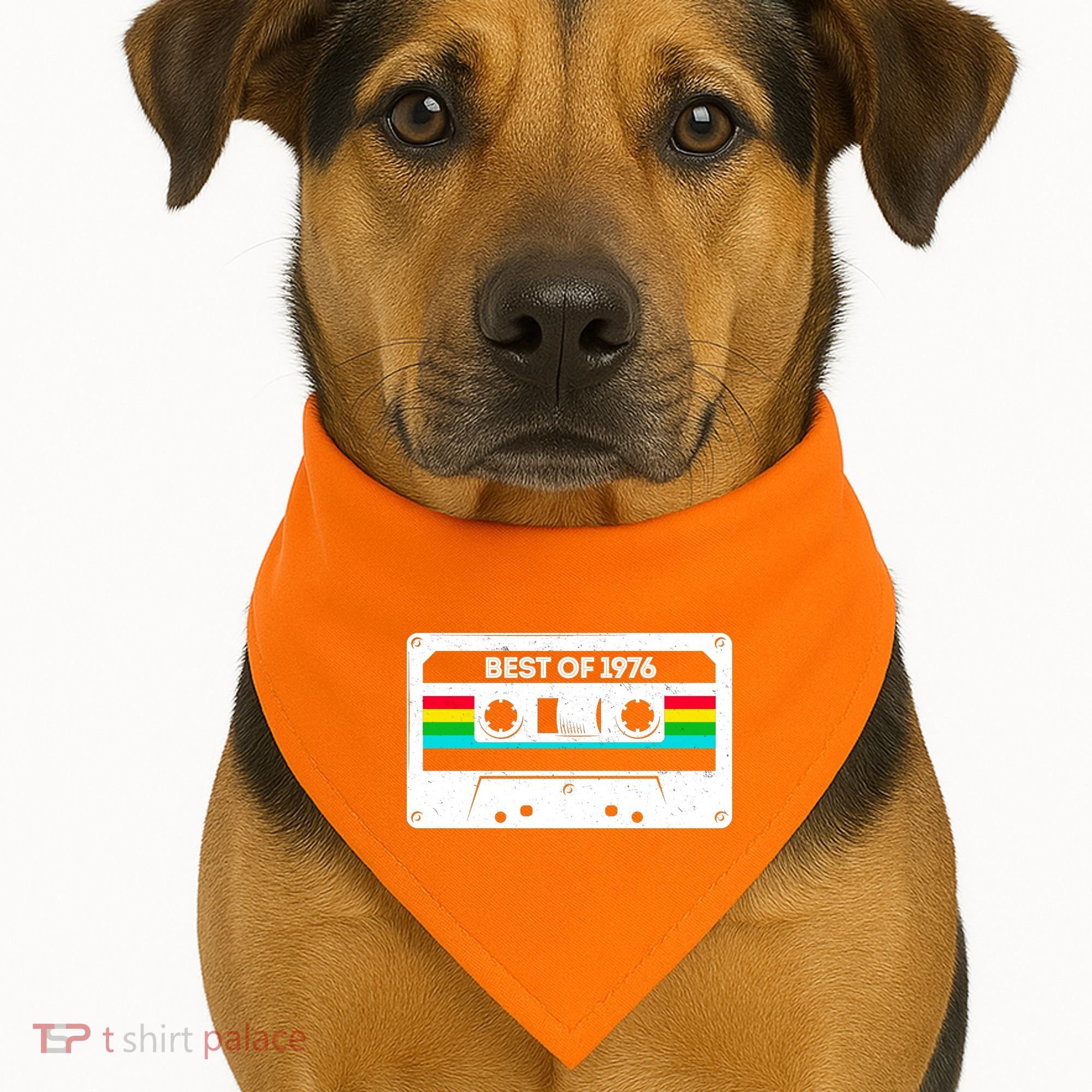 50th Birthday Best Of 1976 Cassette Mix Tape  USA-Made Doggie Bandana