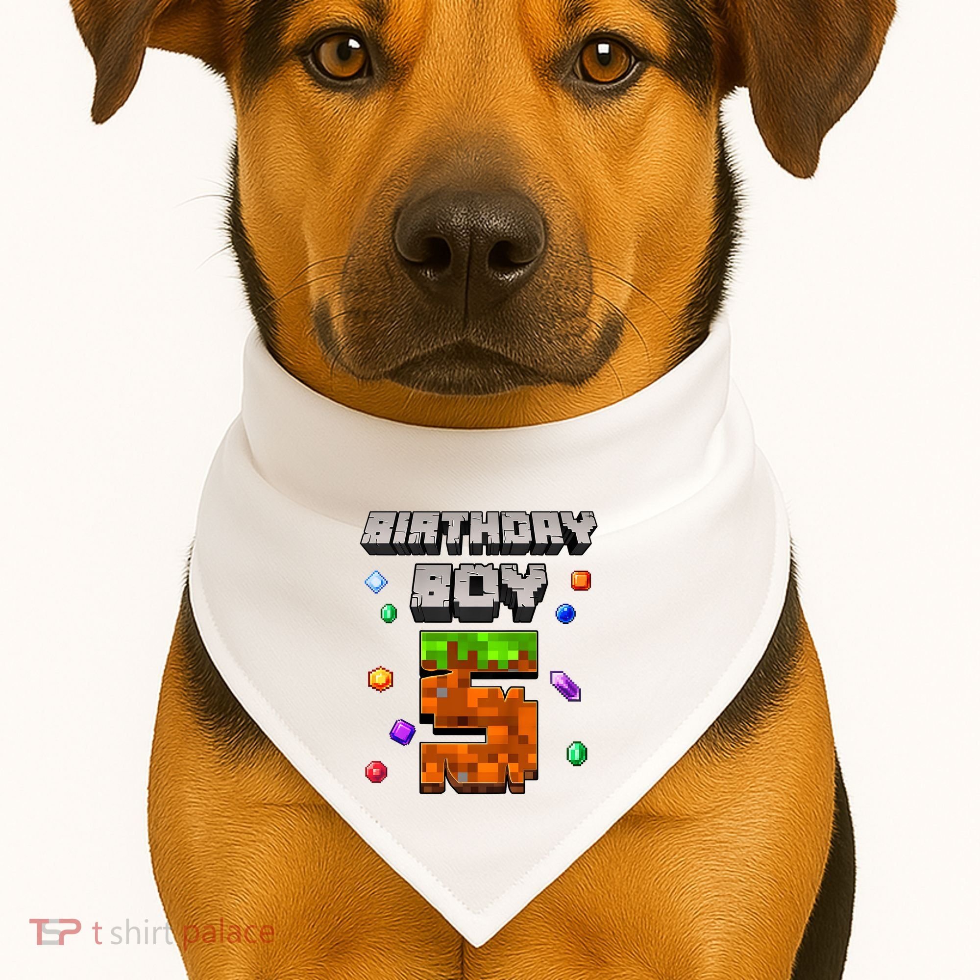 5th Birthday Boy 5 Video Gamer Pixel Number Five Bday Party USA-Made Doggie Bandana