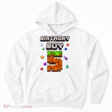 5th Birthday Boy 5 Video Gamer Pixel Number Five Bday Party Hoodie