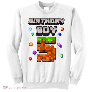 5th Birthday Boy 5 Video Gamer Pixel Number Five Bday Party Sweatshirt