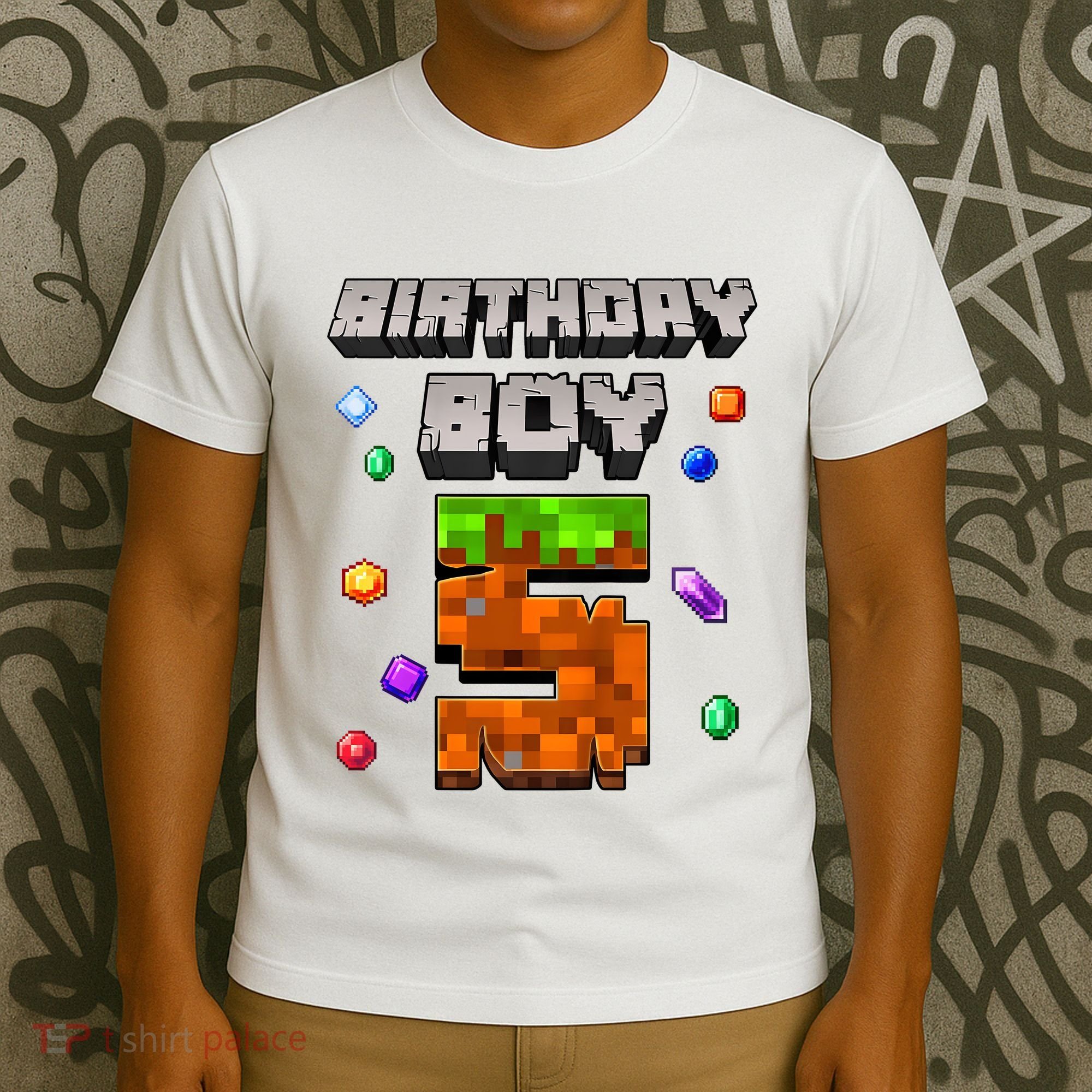 5th Birthday Boy 5 Video Gamer Pixel Number Five Bday Party T-Shirt