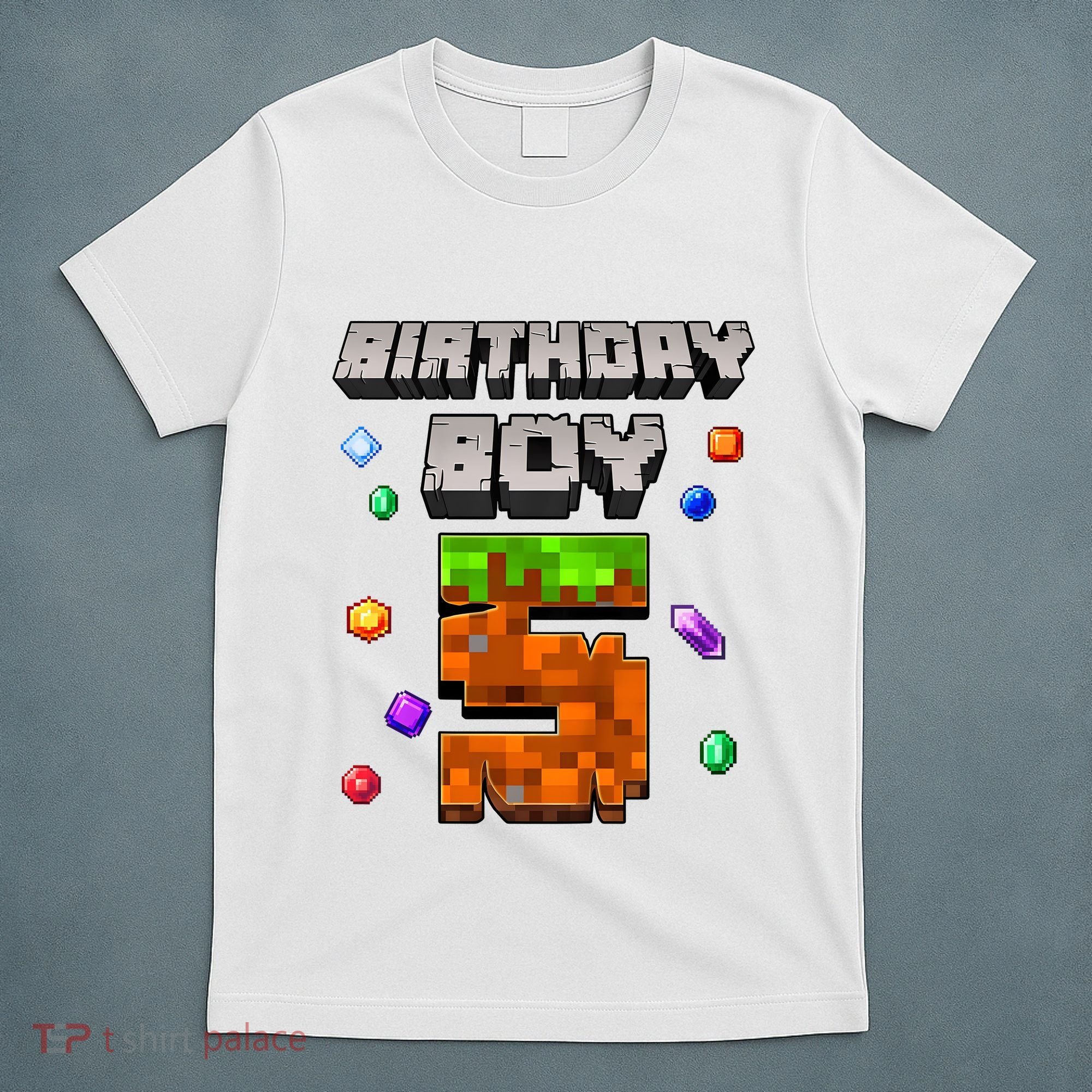 5th Birthday Boy 5 Video Gamer Pixel Number Five Bday Party T-Shirt