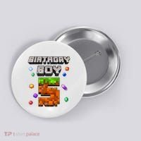 5th Birthday Boy 5 Video Gamer Pixel Number Five Bday Party Button thumb 0
