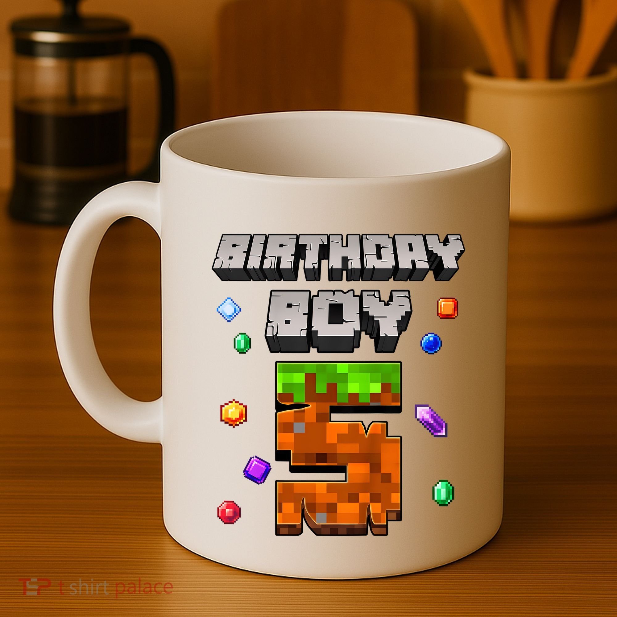 5th Birthday Boy 5 Video Gamer Pixel Number Five Bday Party Coffee Mug
