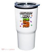5th Birthday Boy 5 Video Gamer Pixel Number Five Bday Party Tumbler thumb 0