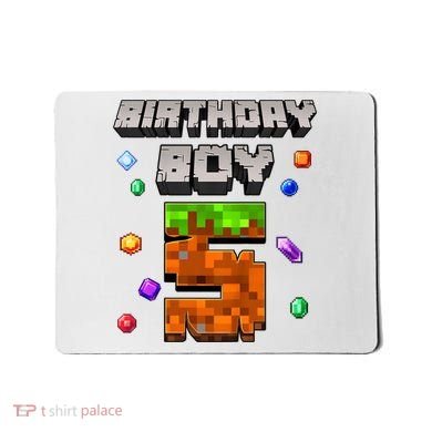 5th Birthday Boy 5 Video Gamer Pixel Number Five Bday Party Mousepad