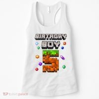 5th Birthday Boy 5 Video Gamer Pixel Number Five Bday Party Women's Tank Top thumb 0