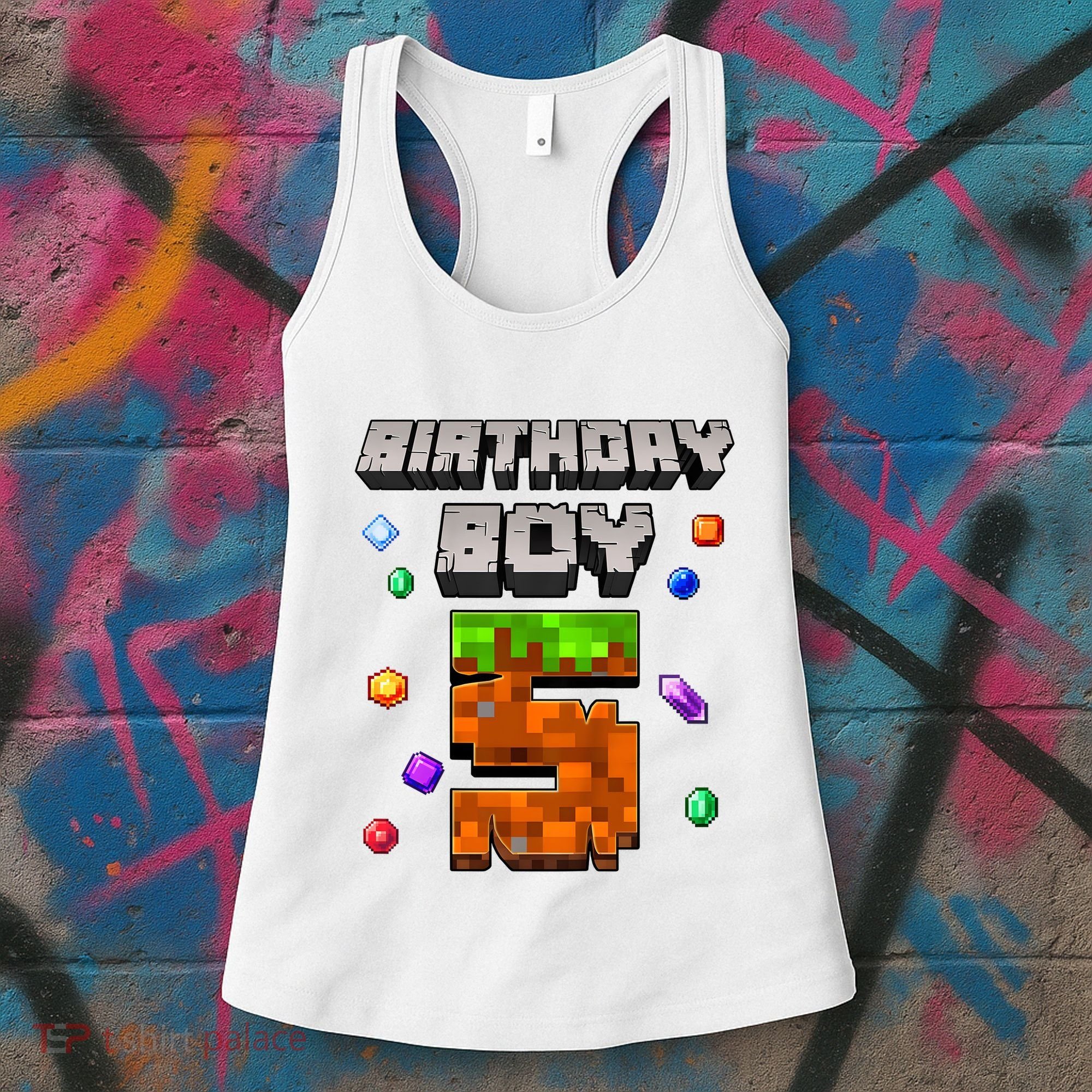 5th Birthday Boy 5 Video Gamer Pixel Number Five Bday Party Women's Tank Top