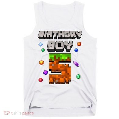 5th Birthday Boy 5 Video Gamer Pixel Number Five Bday Party Tank Top