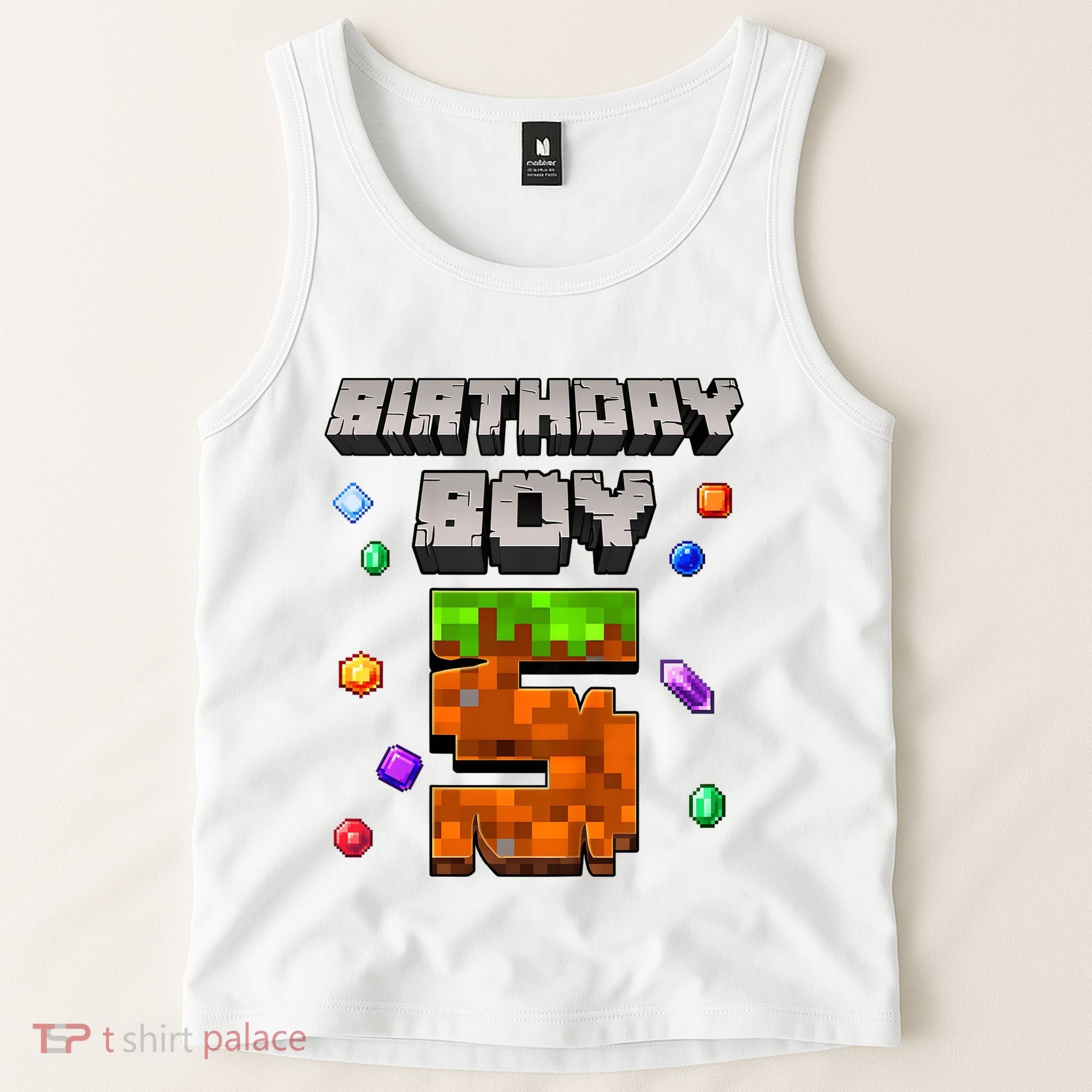5th Birthday Boy 5 Video Gamer Pixel Number Five Bday Party Tank Top