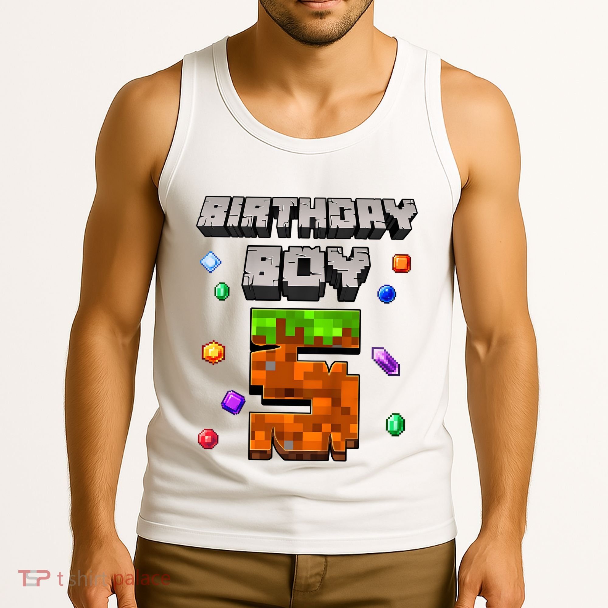 5th Birthday Boy 5 Video Gamer Pixel Number Five Bday Party Tank Top