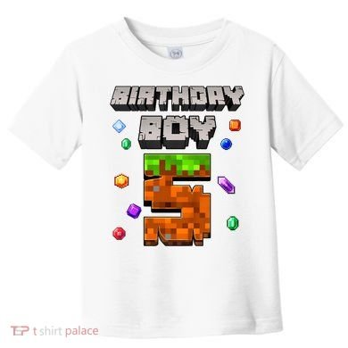 5th Birthday Boy 5 Video Gamer Pixel Number Five Bday Party Toddler T-Shirt