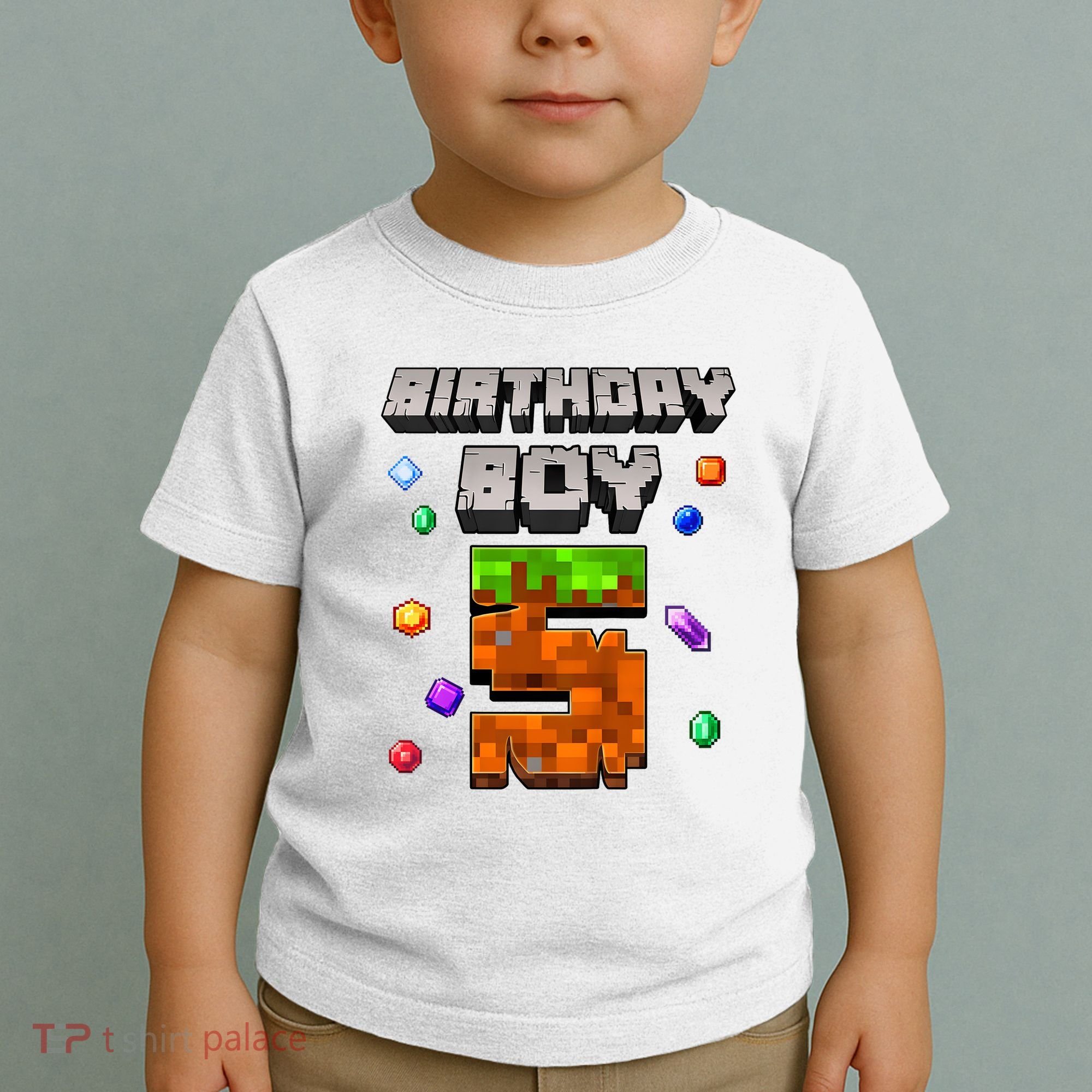 5th Birthday Boy 5 Video Gamer Pixel Number Five Bday Party Toddler T-Shirt