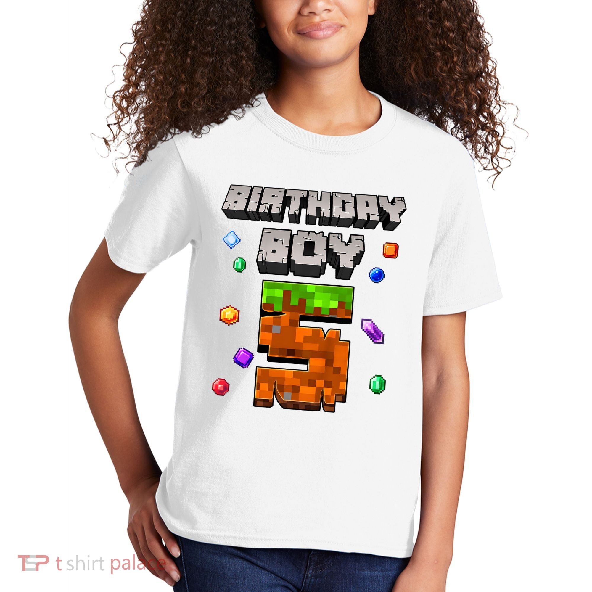 5th Birthday Boy 5 Video Gamer Pixel Number Five Bday Party Kids T-Shirt