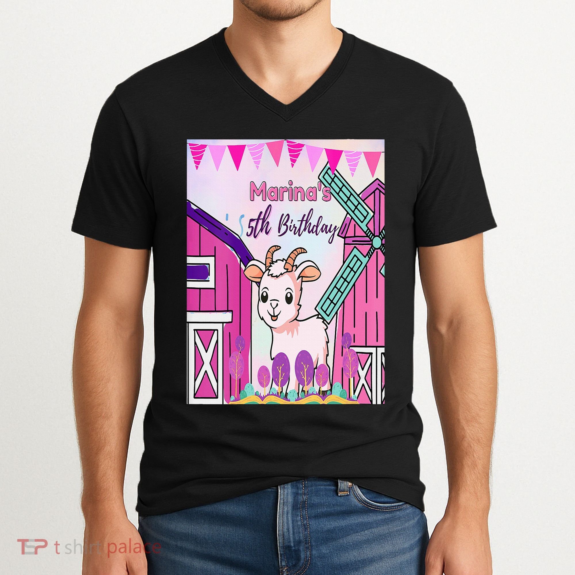 5th Birthday Bash Exploring The Goat Farm Wonderland! V-Neck T-Shirt