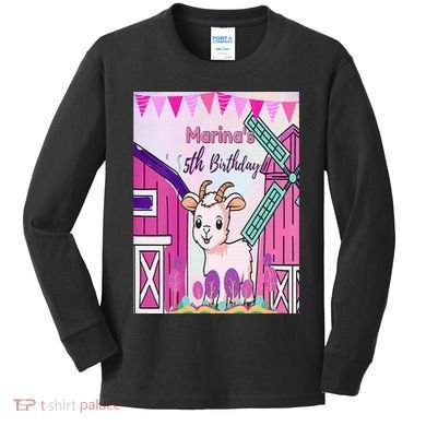 5th Birthday Bash Exploring The Goat Farm Wonderland! Kids Long Sleeve Shirt