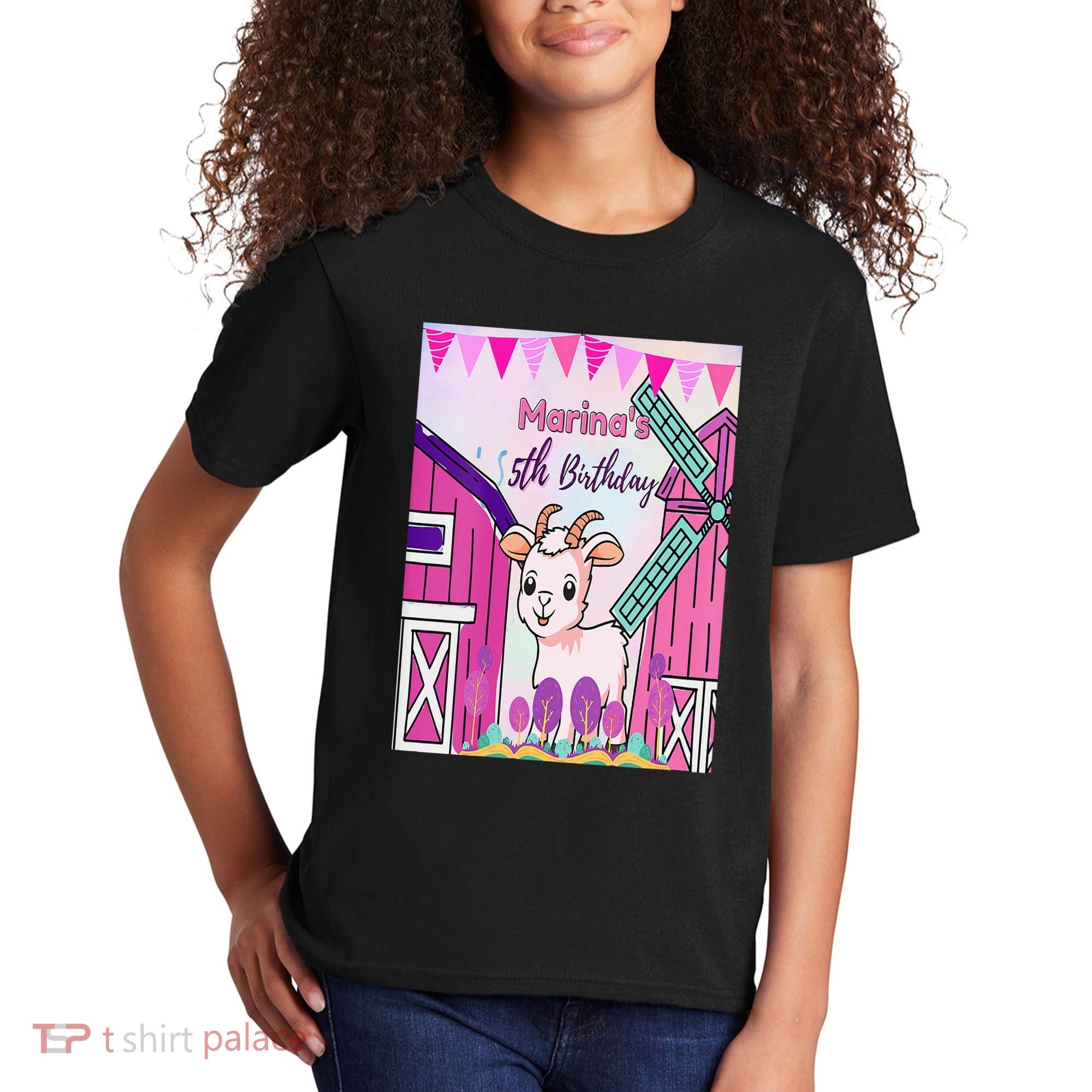 5th Birthday Bash Exploring The Goat Farm Wonderland! Kids T-Shirt