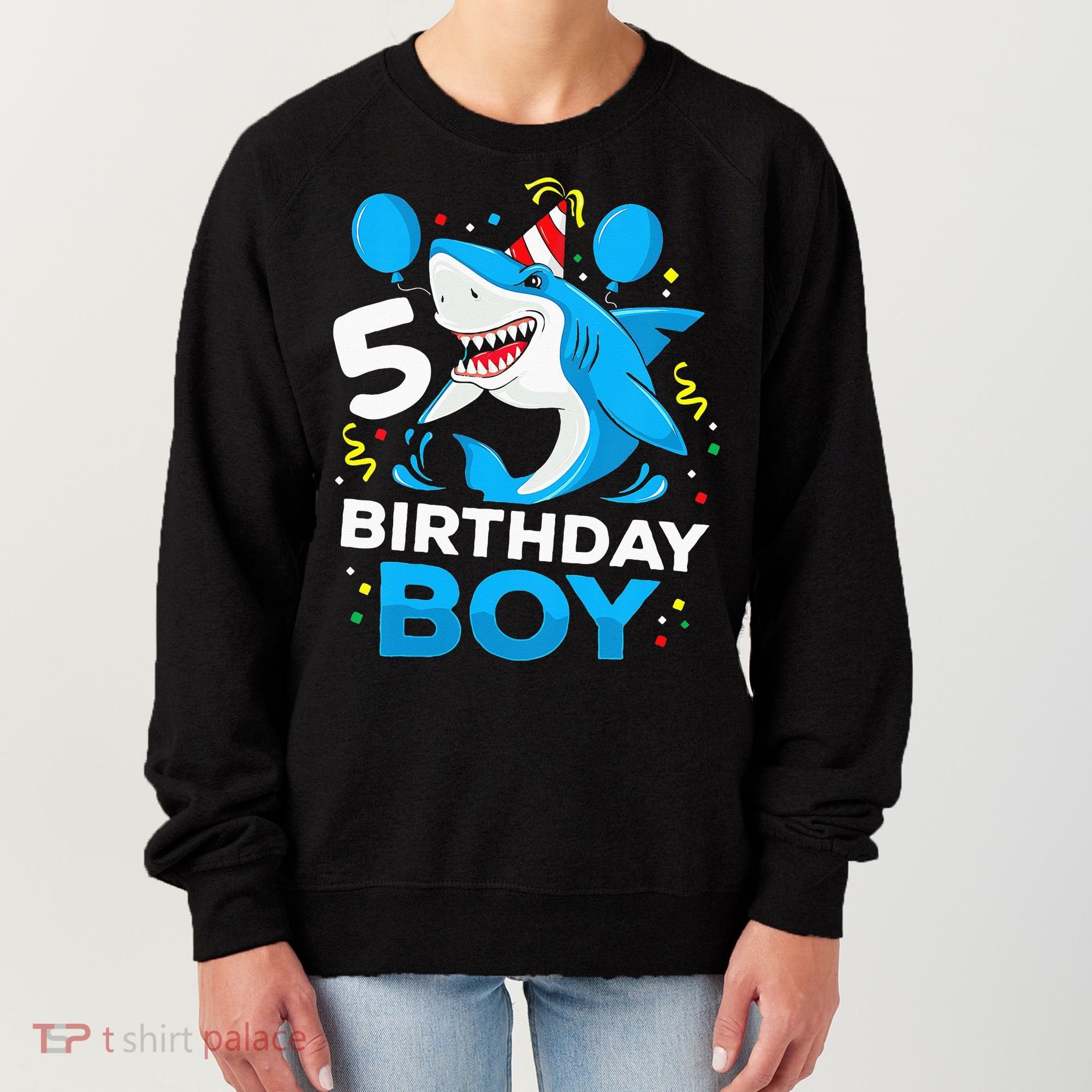 5th Birthday Boy Shark Ocean Theme Party 5 Years Old For Boy Women's Sweatshirt
