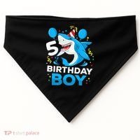 5th Birthday Boy Shark Ocean Theme Party 5 Years Old For Boy USA-Made Doggie Bandana thumb 0