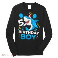 5th Birthday Boy Shark Ocean Theme Party 5 Years Old For Boy Long Sleeve Shirt thumb 0