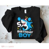 5th Birthday Boy Shark Ocean Theme Party 5 Years Old For Boy Sweatshirt thumb 2
