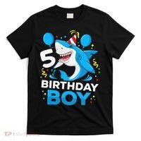 5th Birthday Boy Shark Ocean Theme Party 5 Years Old For Boy T-Shirt thumb 0