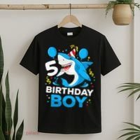 5th Birthday Boy Shark Ocean Theme Party 5 Years Old For Boy T-Shirt thumb 2
