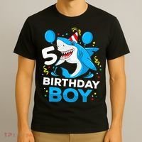 5th Birthday Boy Shark Ocean Theme Party 5 Years Old For Boy T-Shirt thumb 3